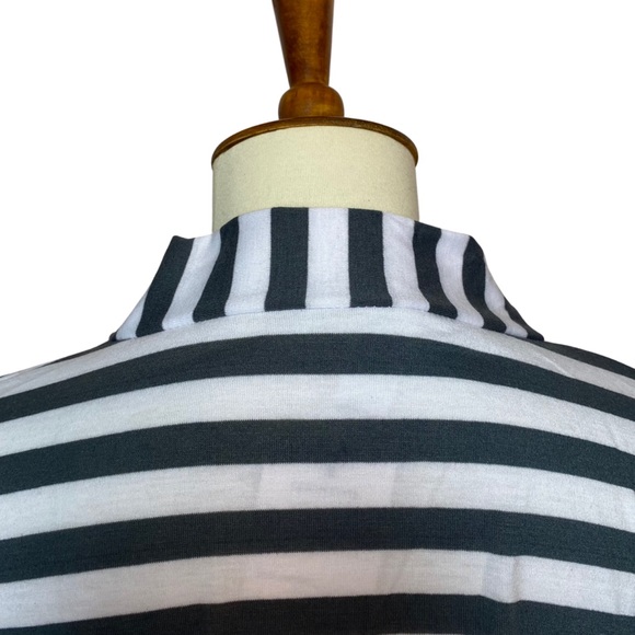 Gray & White Striped Cardigan with Elbow Patches - Picture 12 of 15